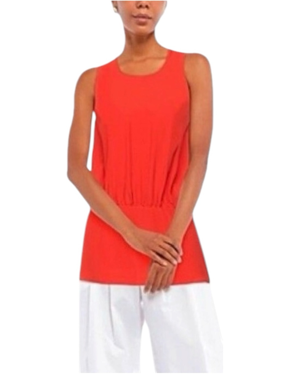 Aspesi Silk Blouson Tank Top Coral Orange  Size 2 | IT  42 NWT